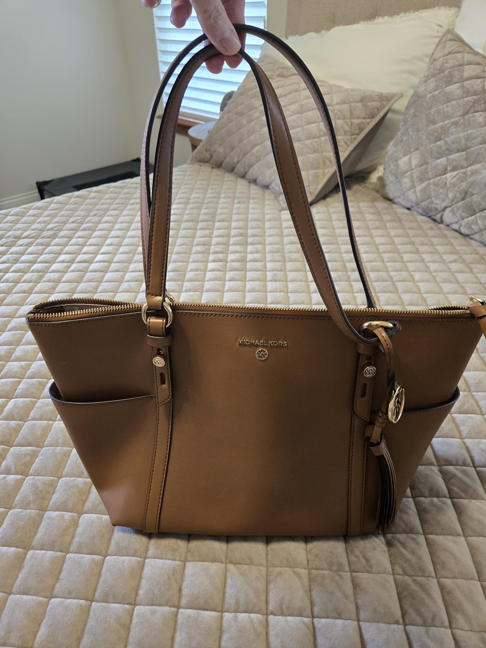 Michael Kors Tan Leather Tote Bag - Picture 3 of 13